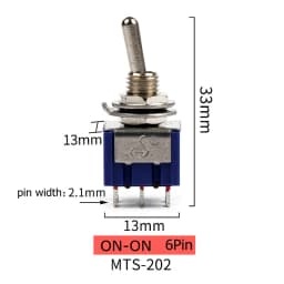 5Pcs Toggle Switch ON-ON/ON-OFF-ON 3/6 Pin 2/3 Position Latching MTS-102 103 202 AC 125V/6A 250V/3A Power Button Switch Car