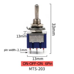 5Pcs Toggle Switch ON-ON/ON-OFF-ON 3/6 Pin 2/3 Position Latching MTS-102 103 202 AC 125V/6A 250V/3A Power Button Switch Car