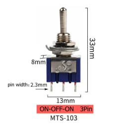 5Pcs Toggle Switch ON-ON/ON-OFF-ON 3/6 Pin 2/3 Position Latching MTS-102 103 202 AC 125V/6A 250V/3A Power Button Switch Car
