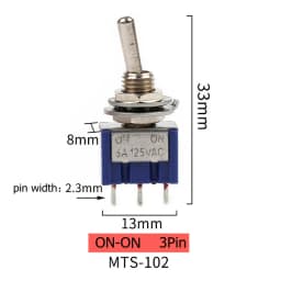 5Pcs Toggle Switch ON-ON/ON-OFF-ON 3/6 Pin 2/3 Position Latching MTS-102 103 202 AC 125V/6A 250V/3A Power Button Switch Car