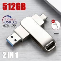 512GB USB 3.2 2 in 1 Flash Drive High Speed Metal Pendrive Waterproof Type C Memory Stick for Phone PC Laptop Data Transfer 2026
