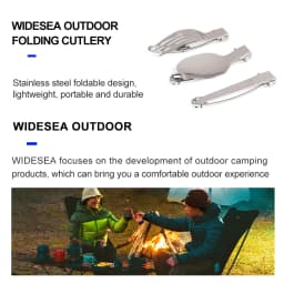 3 pcs 1 Set Portable Outdoor Camping Travel Picnic Foldable Stainless Steel Cutlery Set Spoon Fork Knife Tableware