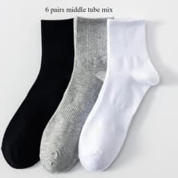 6 Pairs Plus Size EUR45-50 Men Socks High Quality Cotton Ankle Socks Black White Grey Crew Socks Sports
