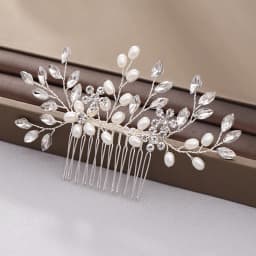 New Pearl Crystal Wedding Hair Combs Hair Accessories Silver Color Women Back Decorative Hair Comb Bridal Headpiece Hair Jewelry