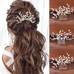 New Pearl Crystal Wedding Hair Combs Hair Accessories Silver Color Women Back Decorative Hair Comb Bridal Headpiece Hair Jewelry