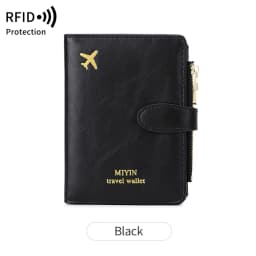 Airplane Pattern Passport Bag Multi Functional ID Card Bank Card RFID Passport Clip PU Leather Wallet Cover Travel Accessories
