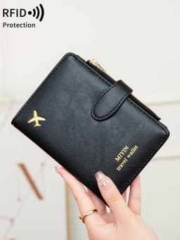 Airplane Pattern Passport Bag Multi Functional ID Card Bank Card RFID Passport Clip PU Leather Wallet Cover Travel Accessories