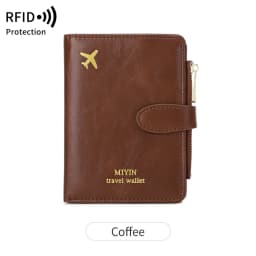 Airplane Pattern Passport Bag Multi Functional ID Card Bank Card RFID Passport Clip PU Leather Wallet Cover Travel Accessories