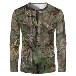 Men Camouflage Forest Hunting T-shirt Utdoor Quick Drying Breathable Hiking Long Sleeve T-shirt Fishing Camping Sports Tops Tees