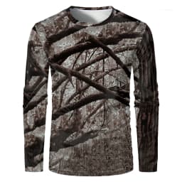 Men Camouflage Forest Hunting T-shirt Utdoor Quick Drying Breathable Hiking Long Sleeve T-shirt Fishing Camping Sports Tops Tees