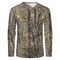 Men Camouflage Forest Hunting T-shirt Utdoor Quick Drying Breathable Hiking Long Sleeve T-shirt Fishing Camping Sports Tops Tees