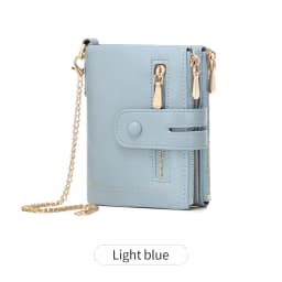 Classic and Fashionable Women's Double Zipper Short Wallet with Detachable Small Card Clip Multifunctional Three Fold Wallet