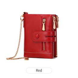 Classic and Fashionable Women's Double Zipper Short Wallet with Detachable Small Card Clip Multifunctional Three Fold Wallet