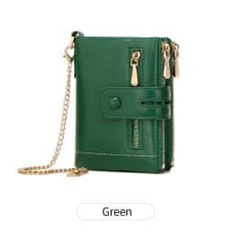 Classic and Fashionable Women's Double Zipper Short Wallet with Detachable Small Card Clip Multifunctional Three Fold Wallet