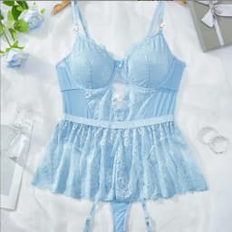 2-Piece Sexy Underwire Push Up Bra Set Erotic Intimates Spaghetti Strap Lingerie Set Lace Bodysuit Women Backless Sexy Costumes