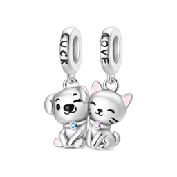 Original 925 Sterling Silver Charms Love Pets Dog Cat Paw Print Pendant Beads Fit Brand Bracelets Necklaces Women DIY Jewelry