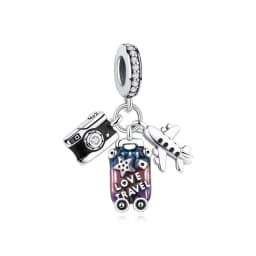 Original 925 Sterling Silver Charms Camera Suitcase London Bus Pendant Beads Fit Bracelets Necklaces Jewelry For Women