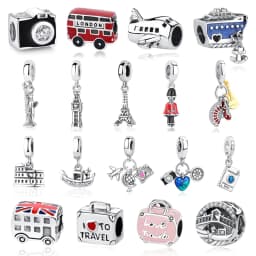 Original 925 Sterling Silver Charms Camera Suitcase London Bus Pendant Beads Fit Bracelets Necklaces Jewelry For Women