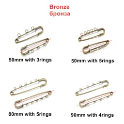 5/10pcs Safety Pins Brooch Blank Base Brooch Pins 50/80/90mm Pins 3/5 Rings Jewelry Pin for Jewelry Making Supplies Accessories