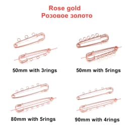 5/10pcs Safety Pins Brooch Blank Base Brooch Pins 50/80/90mm Pins 3/5 Rings Jewelry Pin for Jewelry Making Supplies Accessories