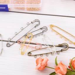 5/10pcs Safety Pins Brooch Blank Base Brooch Pins 50/80/90mm Pins 3/5 Rings Jewelry Pin for Jewelry Making Supplies Accessories