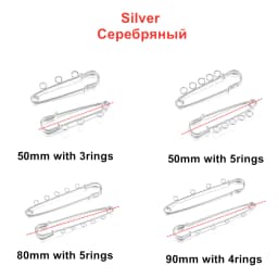 5/10pcs Safety Pins Brooch Blank Base Brooch Pins 50/80/90mm Pins 3/5 Rings Jewelry Pin for Jewelry Making Supplies Accessories
