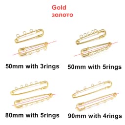 5/10pcs Safety Pins Brooch Blank Base Brooch Pins 50/80/90mm Pins 3/5 Rings Jewelry Pin for Jewelry Making Supplies Accessories