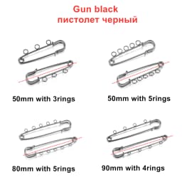 5/10pcs Safety Pins Brooch Blank Base Brooch Pins 50/80/90mm Pins 3/5 Rings Jewelry Pin for Jewelry Making Supplies Accessories