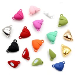 5 Sets Love Heart Round Shaped Magnetic Connected Clasps Beads Charms End Caps for DIY Couple Bracelet Necklace Making