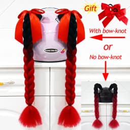 2pcs Quality Braids For Motorcycle Helmet Ponytail Sucker Braids Wig For Woman Helmet Decor Ears Twist Accessories 164 Colors
