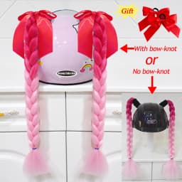 2pcs Quality Braids For Motorcycle Helmet Ponytail Sucker Braids Wig For Woman Helmet Decor Ears Twist Accessories 164 Colors
