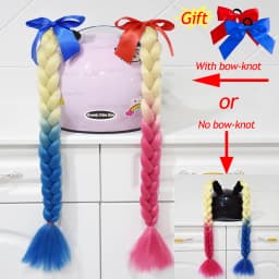 2pcs Quality Braids For Motorcycle Helmet Ponytail Sucker Braids Wig For Woman Helmet Decor Ears Twist Accessories 164 Colors