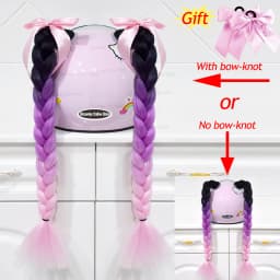 2pcs Quality Braids For Motorcycle Helmet Ponytail Sucker Braids Wig For Woman Helmet Decor Ears Twist Accessories 164 Colors