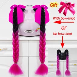 2pcs Quality Braids For Motorcycle Helmet Ponytail Sucker Braids Wig For Woman Helmet Decor Ears Twist Accessories 164 Colors