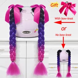 2pcs Quality Braids For Motorcycle Helmet Ponytail Sucker Braids Wig For Woman Helmet Decor Ears Twist Accessories 164 Colors