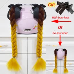 2pcs Quality Braids For Motorcycle Helmet Ponytail Sucker Braids Wig For Woman Helmet Decor Ears Twist Accessories 164 Colors