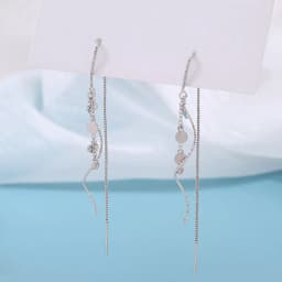 CIAXY Silver Color Geometric Rhombus Earrings for Women Temperament Tassel Long Ear Line Earring 2021 Fashion Jewelry Gift