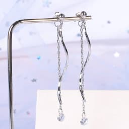 CIAXY Silver Color Geometric Rhombus Earrings for Women Temperament Tassel Long Ear Line Earring 2021 Fashion Jewelry Gift