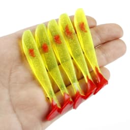 5pcs/Lot Soft Lures 50mm 70mm T Tail Jigging Wobblers Fishing Lure Tackle Double Color Bass Pike Aritificial Silicone Swimbait