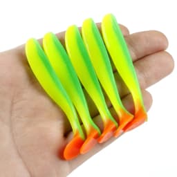 5pcs/Lot Soft Lures 50mm 70mm T Tail Jigging Wobblers Fishing Lure Tackle Double Color Bass Pike Aritificial Silicone Swimbait