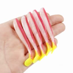 5pcs/Lot Soft Lures 50mm 70mm T Tail Jigging Wobblers Fishing Lure Tackle Double Color Bass Pike Aritificial Silicone Swimbait