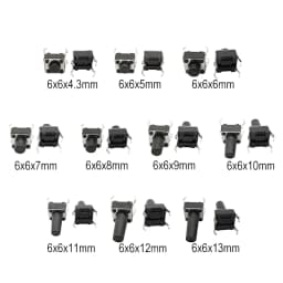 50Pcs 6x6mm Tactile Tact Mini Push Button Switch PCB Panel Momentary DIP 4 Pin Self-Reset Switch 6*6*4.3/5/6/7/8/9/10/11/12/13MM