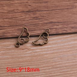 60PCS 9*18mm Metal Alloy Three Color Mini Hollow Wing Charms Pendants for Jewelry Making DIY Handmade Craft