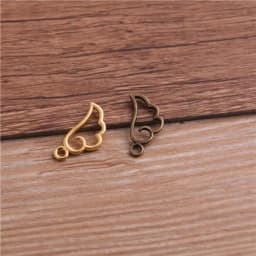 60PCS 9*18mm Metal Alloy Three Color Mini Hollow Wing Charms Pendants for Jewelry Making DIY Handmade Craft