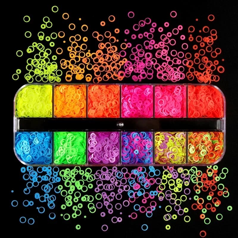 Fluorescent Bubble Sequins Epoxy Resin Glitter Filling Hollow Round Shape Slime Slices Neon Nail Art Flakes Resin Shaker Filler