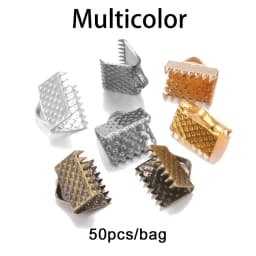 10-50pcs Crimp Beads Cove Clasps Cord End Caps String Ribbon Leather Clip Foldover Connectors Supplies For DIY Jewelry Findings