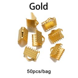 10-50pcs Crimp Beads Cove Clasps Cord End Caps String Ribbon Leather Clip Foldover Connectors Supplies For DIY Jewelry Findings