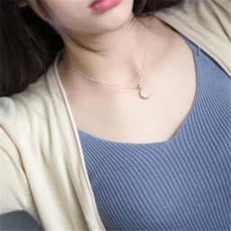 Korean Style New Fashion Sweet Moon 925 Sterling Silver Jewelry Temperament Crescent Clavicle Chain Pendant Necklaces XL031