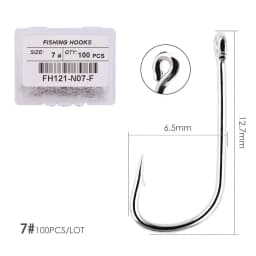 100pcs Fishing Hooks Pint Hook with Eyes Sea Hook Stainless Steel White Big Extra Long Shank Owner Fishhook Fishing Tackle Box