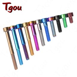 Tgou Titanium Bolt M7/M8x15 20 25 30 32 35 40 43 45 50 60 70mm Allen Key Head Ti Screws for Bicycle Motorcycle Car